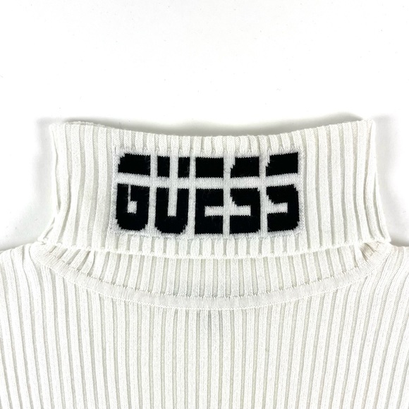 Guess Holly Logo White Turtleneck Sweater - Picture 7 of 8